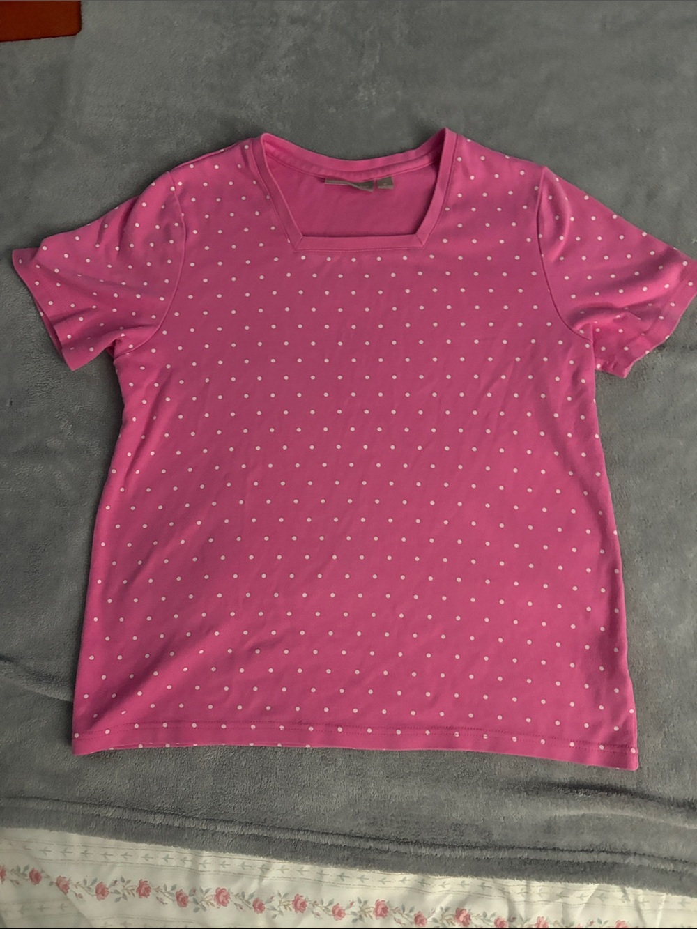 Classic Polka Dot Short Sleeve Top - Pink Croft & Barrow